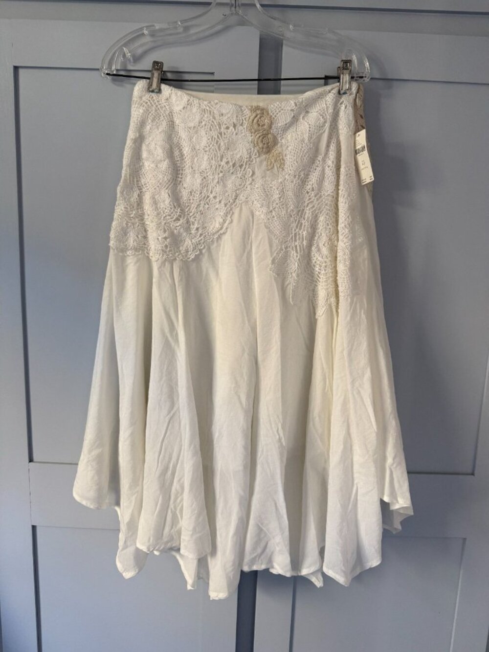NWT 6P Anthropologie Crafted Crochet Skirt Lace Applique Lined - Picture 10 of 16